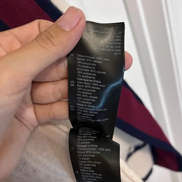 Sandro Paris Wool Cable Knit Cardigan Sweater Small Cream Burgundy - Picture 8 of 10